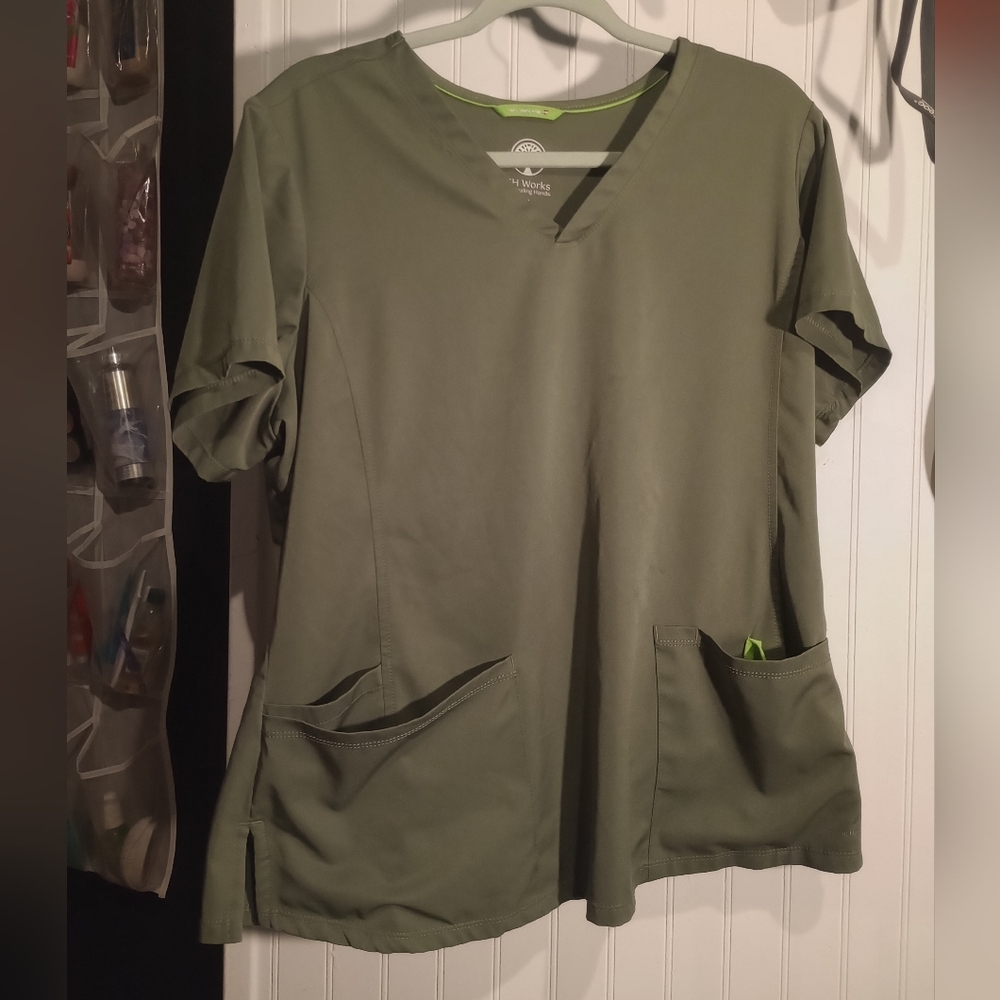 Olive Green Scrub Top And bottom Xl